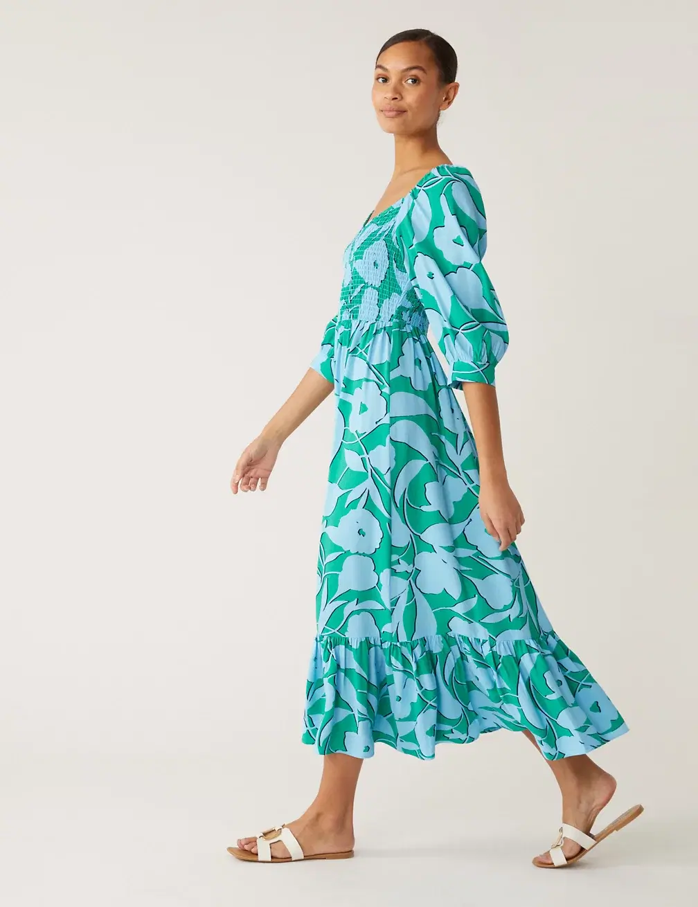 M&S, Floral Square Neck Midi Smock Dress, €55.99