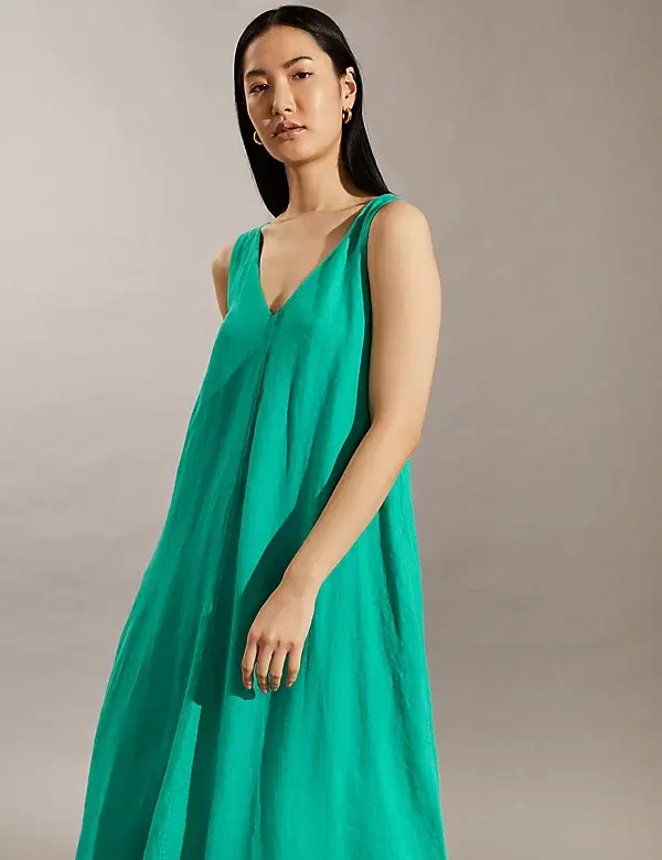 M&S, Pure Linen V-Neck Midi Smock Dress, €199.99