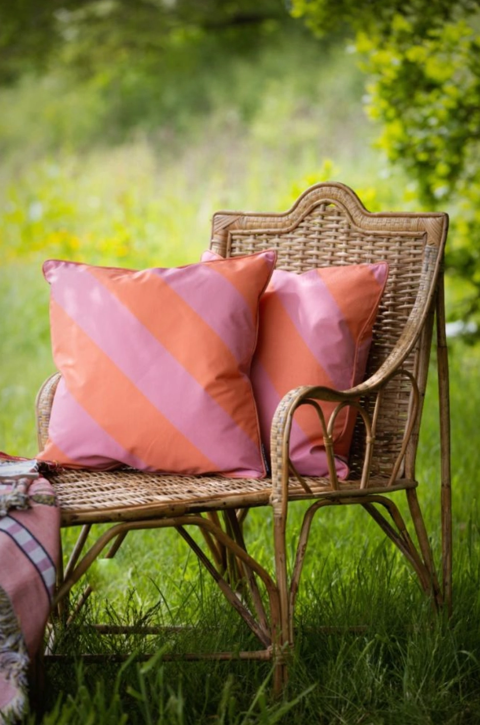 Pink & Coral Stripe Outdoor Garden Cushion, €31, Rockett St George