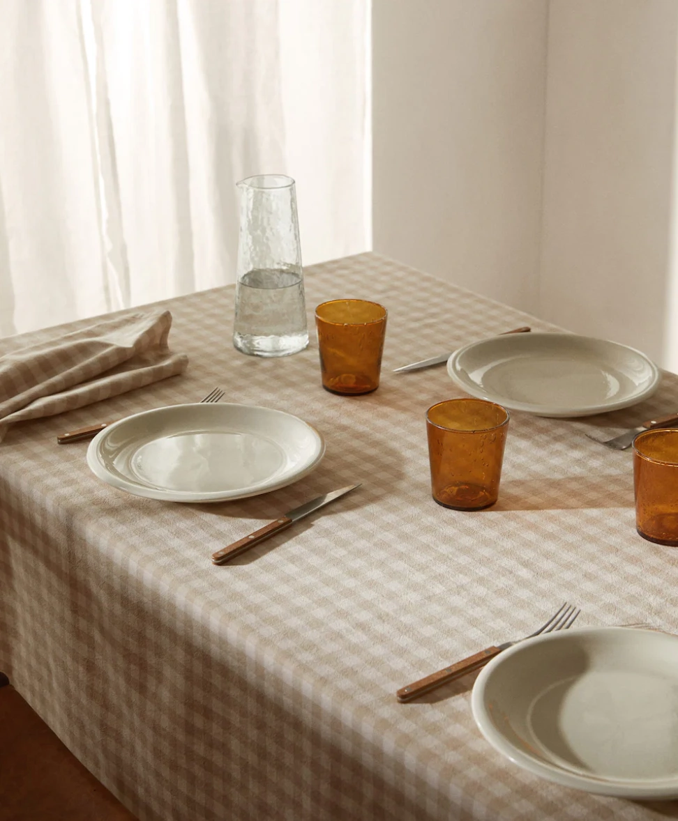 Check cotton tablecloth, €29.99, Mango