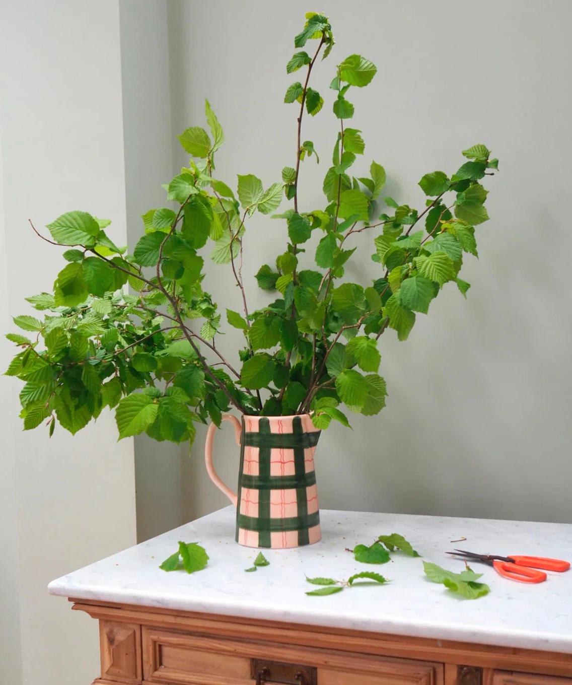 Green tartan squiggle jug, €100, Matilda Goad & Co