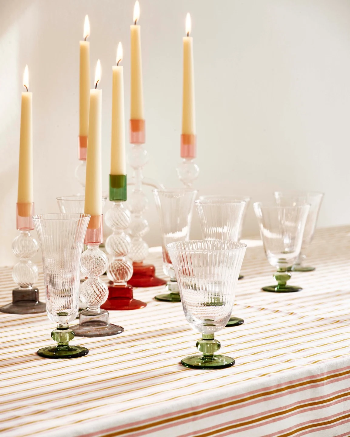Oliver Bonas, Lea Green & Orange Glass Candlestick Holder Medium, €18