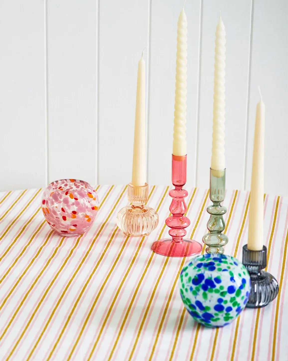 Oliver Bonas, Hazel Glass Candlestick Holders Set Of Two, €30