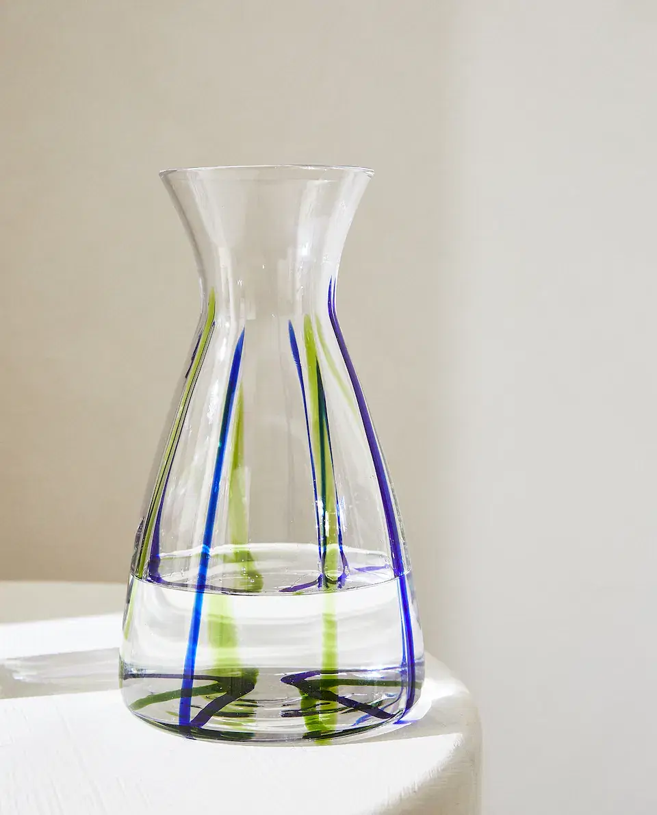Zara, Glass Bottle with Coloured Lines, €17.99