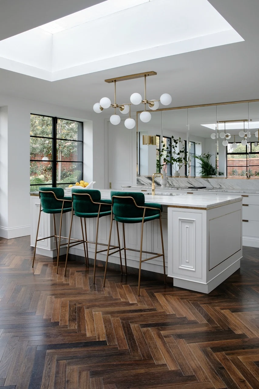 Kitchen by Woodale, Co Carlow, with stonework by Miller Brothers