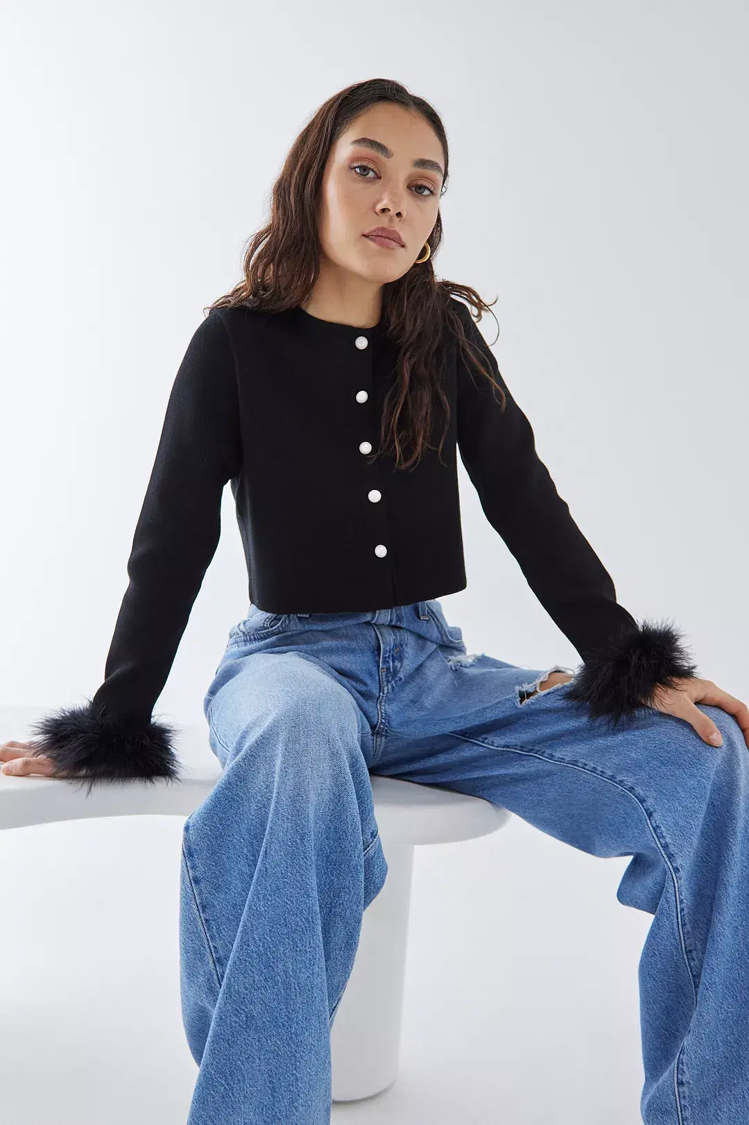 Urban Outfitters, Sleeper Black Feather Cardigan, €299