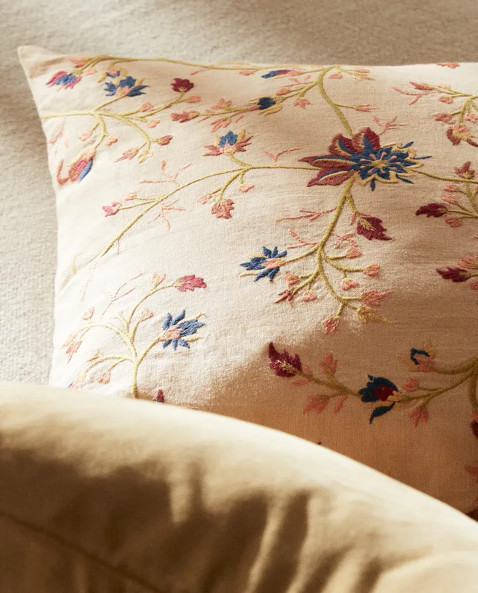 Zara Home, Cushion Cover Floral Embroidery, €39.99