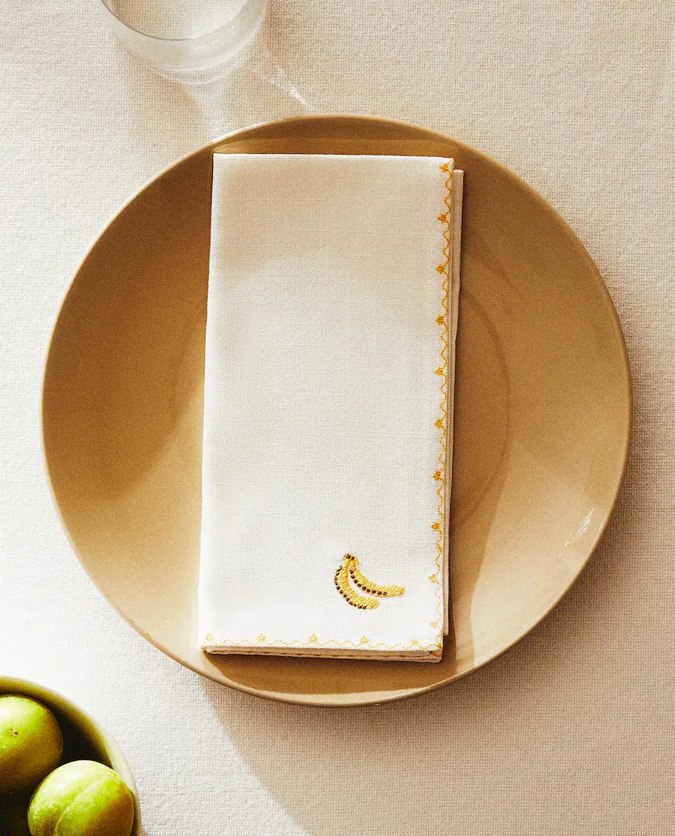 Zara Home, Napkins with Embroidered Banana, €15.99