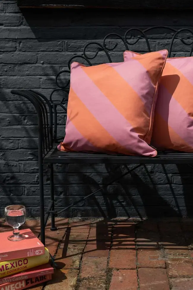 Rockett St George, Pink & Coral Stripe Outdoor Garden Cushion, €31
