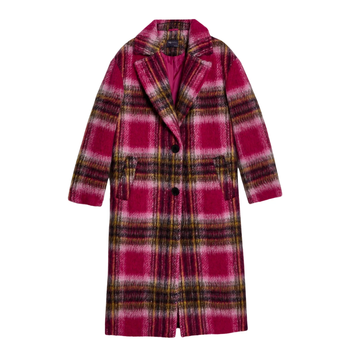 Checked Relaxed Longline Coat with Wool, €140