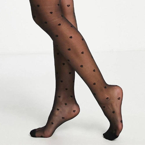 20 Denier All Over Heart Tights in Black, €8.99