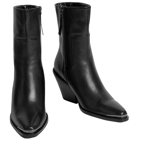 Leather Cow Boy Block Heel Pointed Boots, €125
