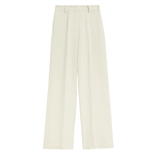 Crepe Tab Detail Wide Leg Trousers in Ecru, €55