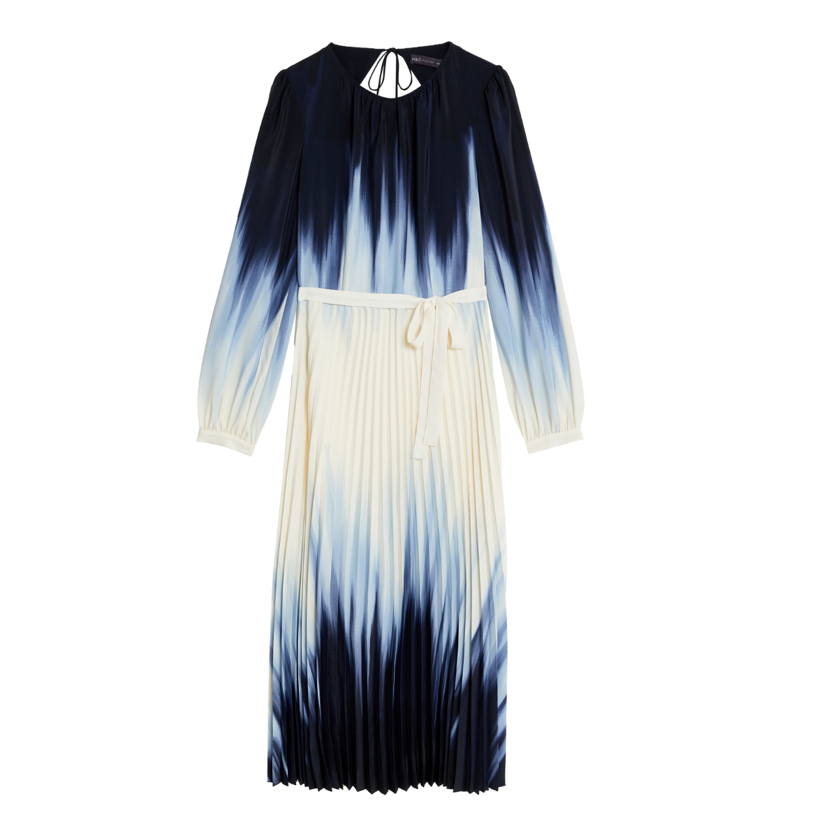 Ombre Tie Waist Pleated Midi Waisted Dress, €67