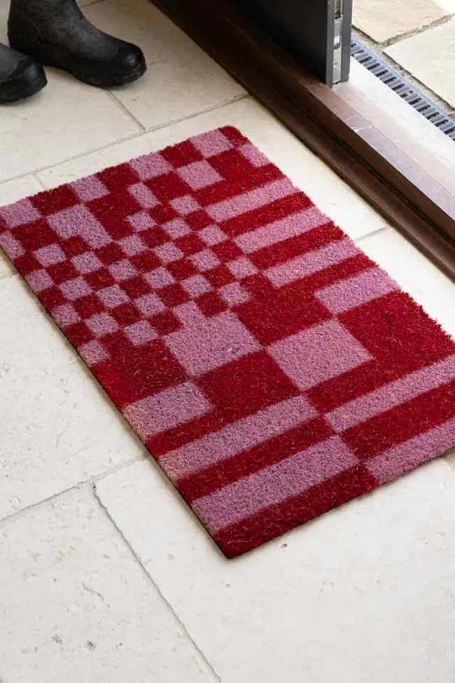 Rockett St George, Pink & Red Checkered Doormat, €33