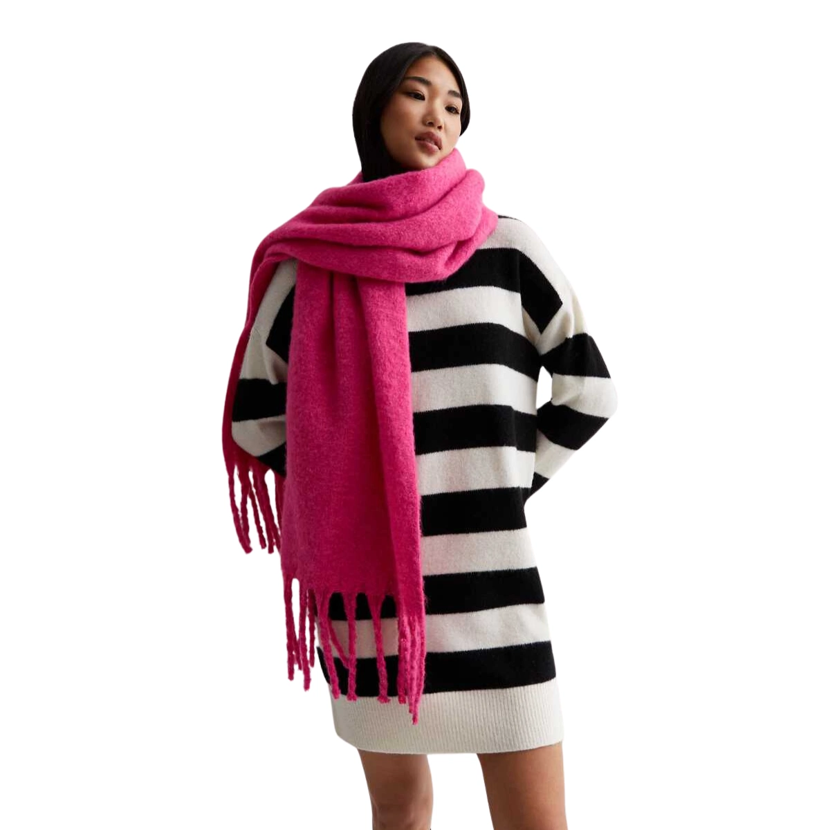 Bright Pink Brushed Tassel Scarf, €13.79