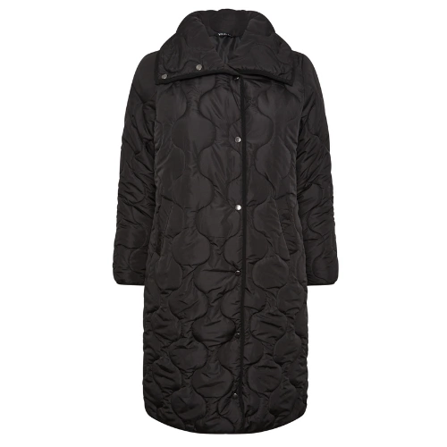 Black Quilted Funnel Neck Coat, €87