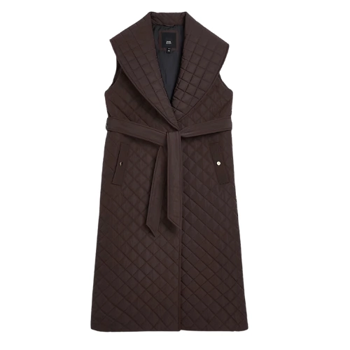 Brown Quilted Longline Gilet, €60