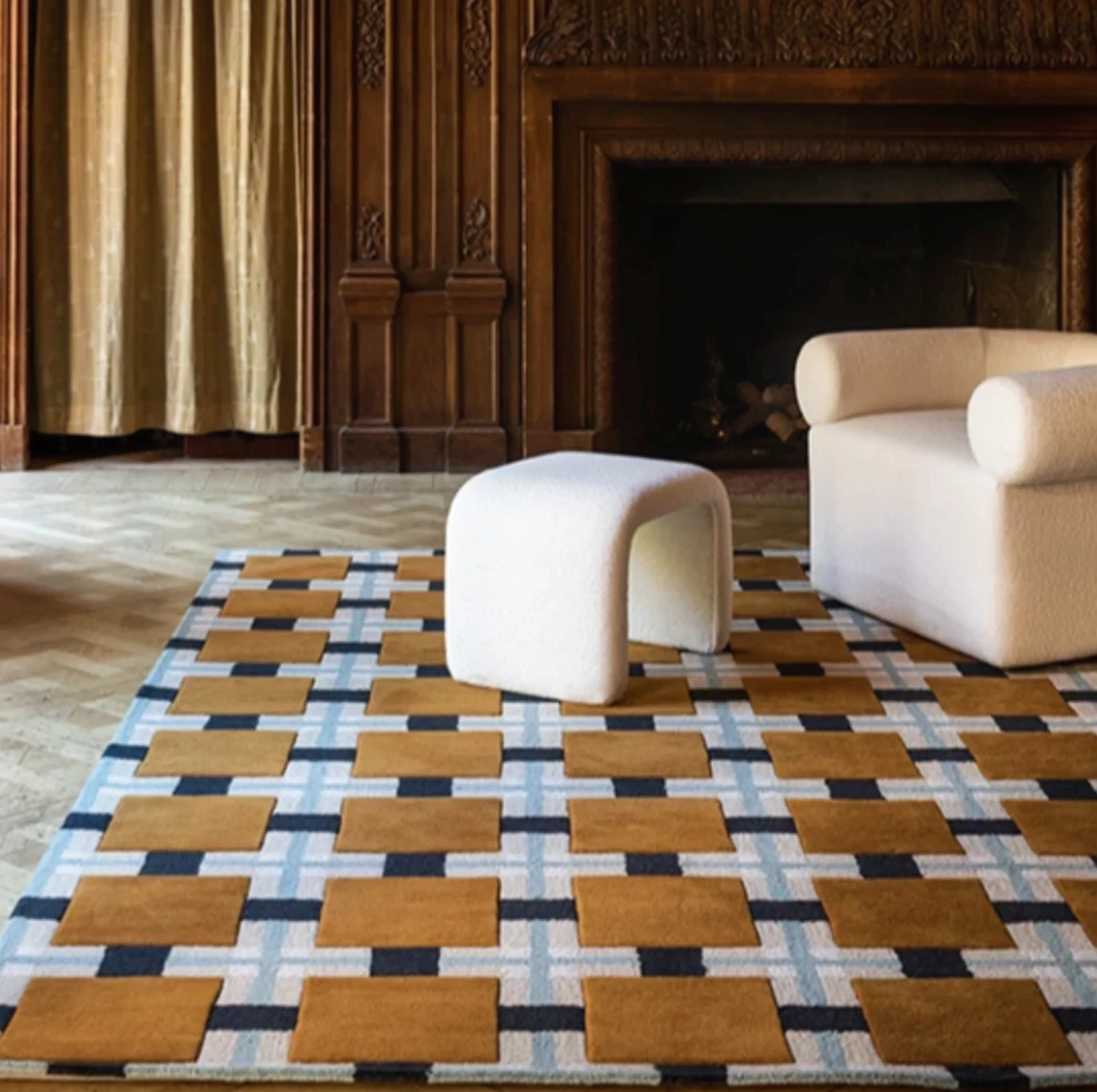 Evelina Kroon Ochre Fields Rug Evelina Kroon Ochre Fields rug, from €1,490, Nordic Elements