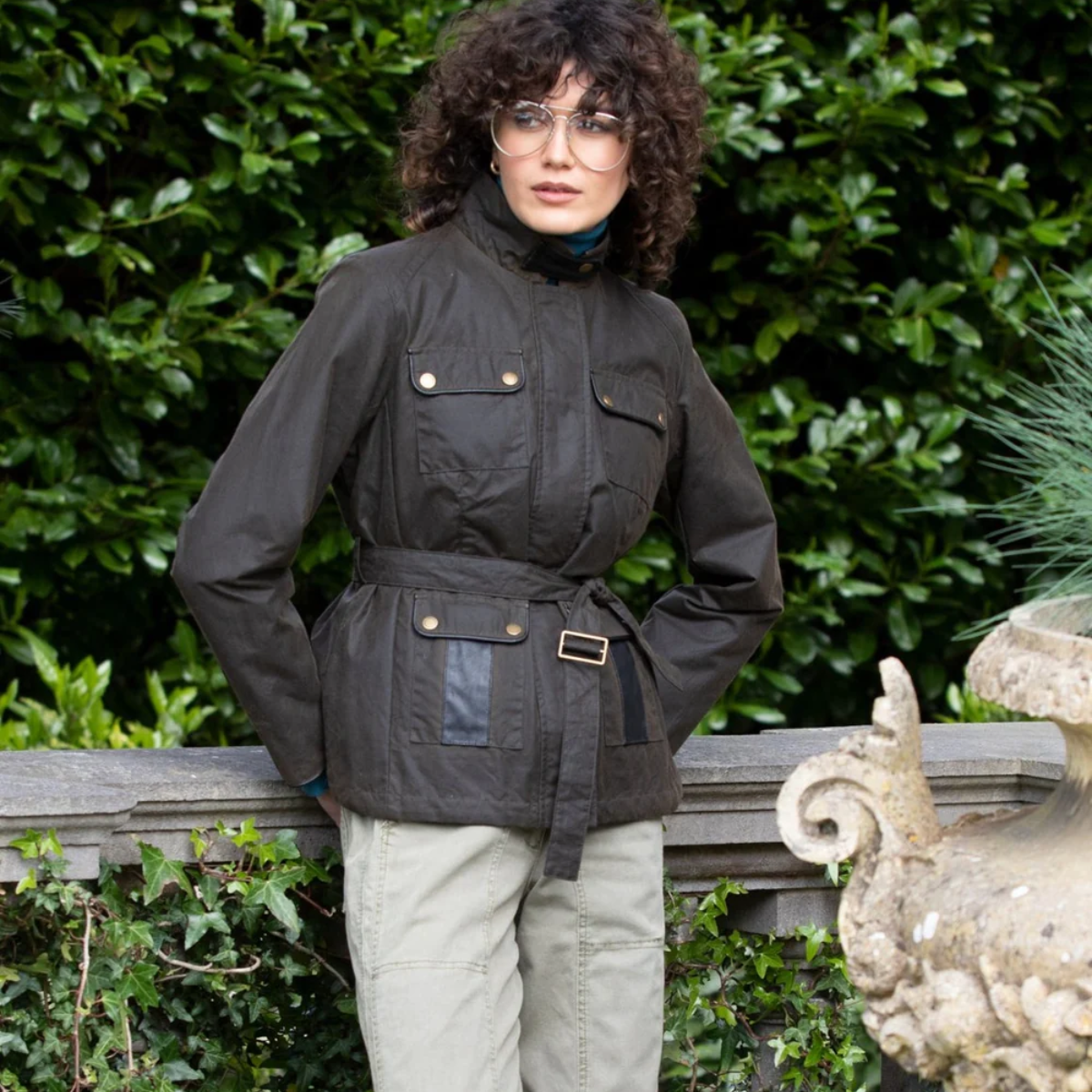 Cara Utility Wax Jacket in Olive, €300