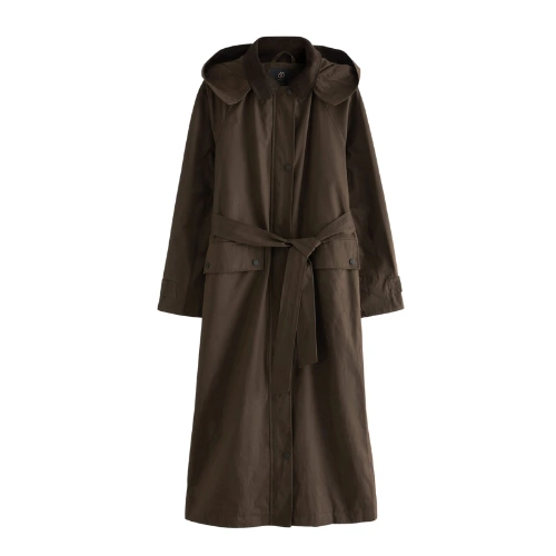 Chocolate Brown Long Waxed Effect Jacket, €123