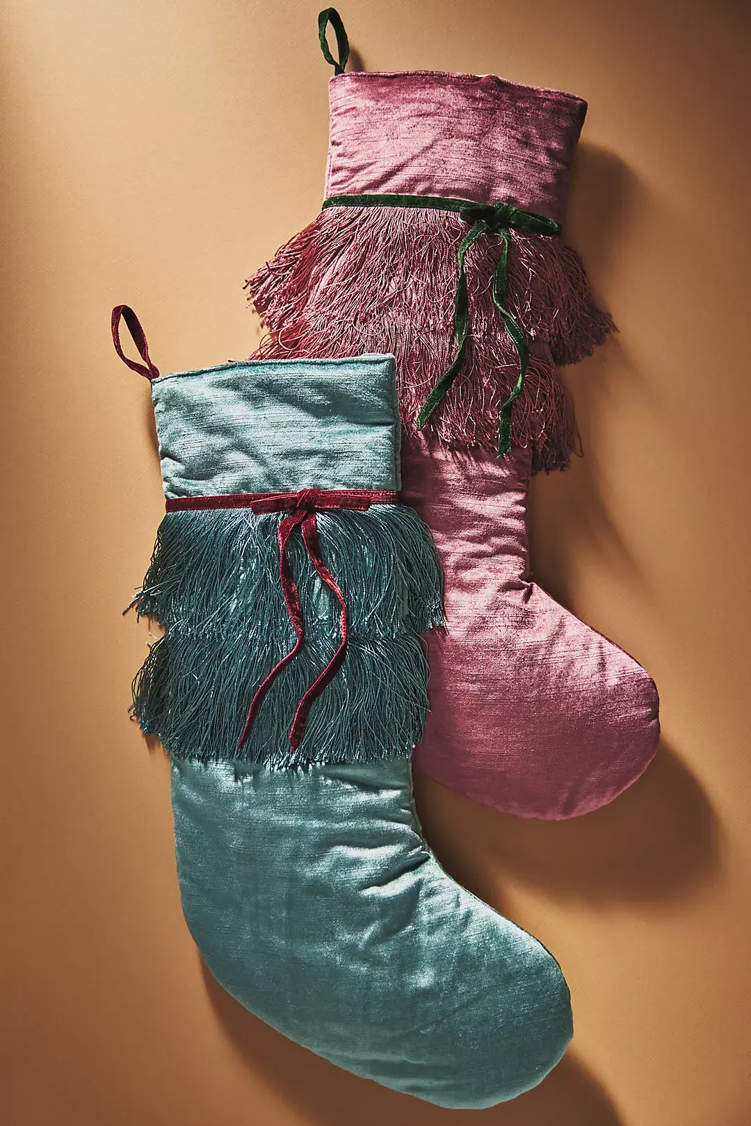 Anthropologie Erika Velvet Fringe Christmas Stocking, €55