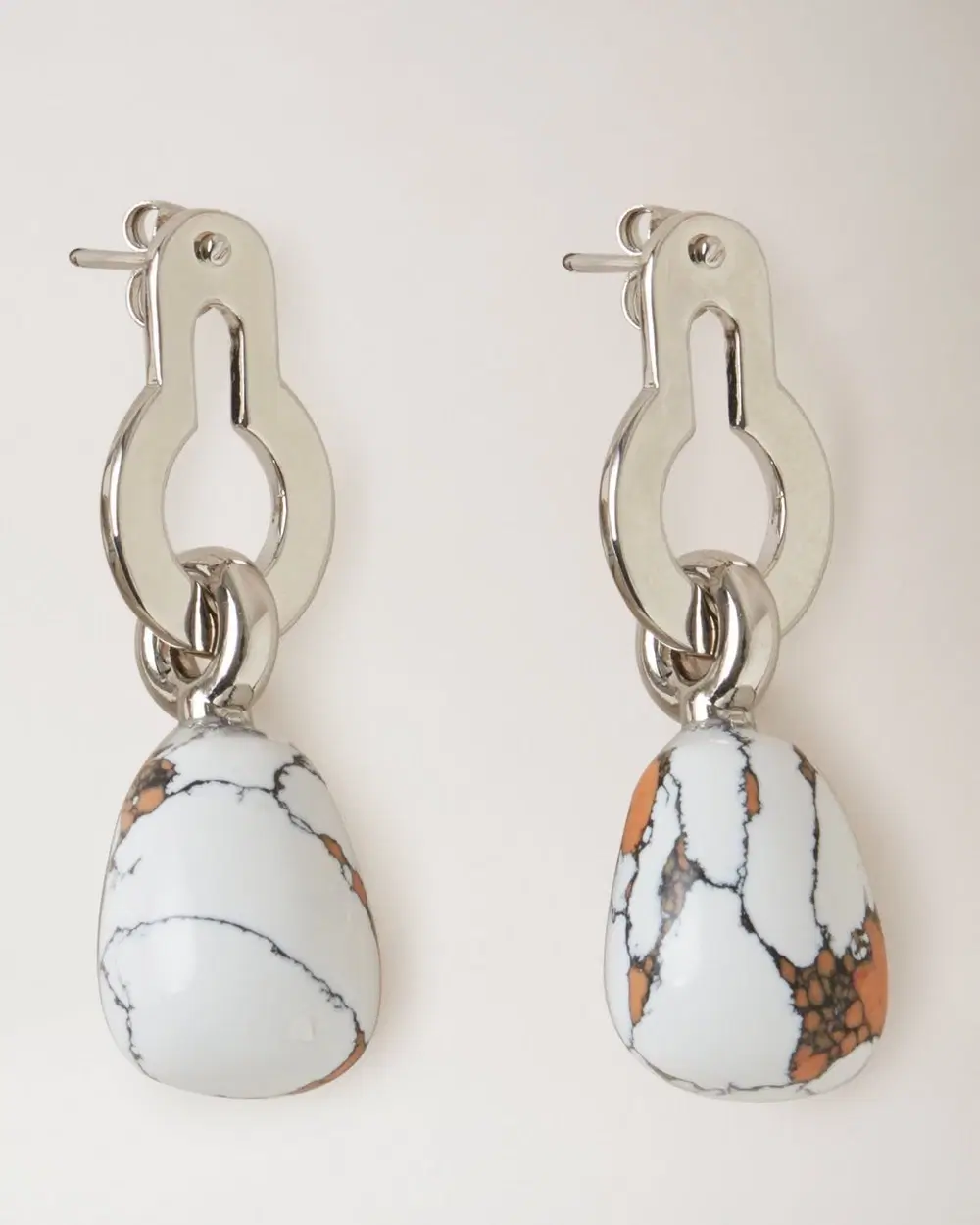 Amberley Baroque Resin Earrings White Silver Plated Brass & Enamel €300