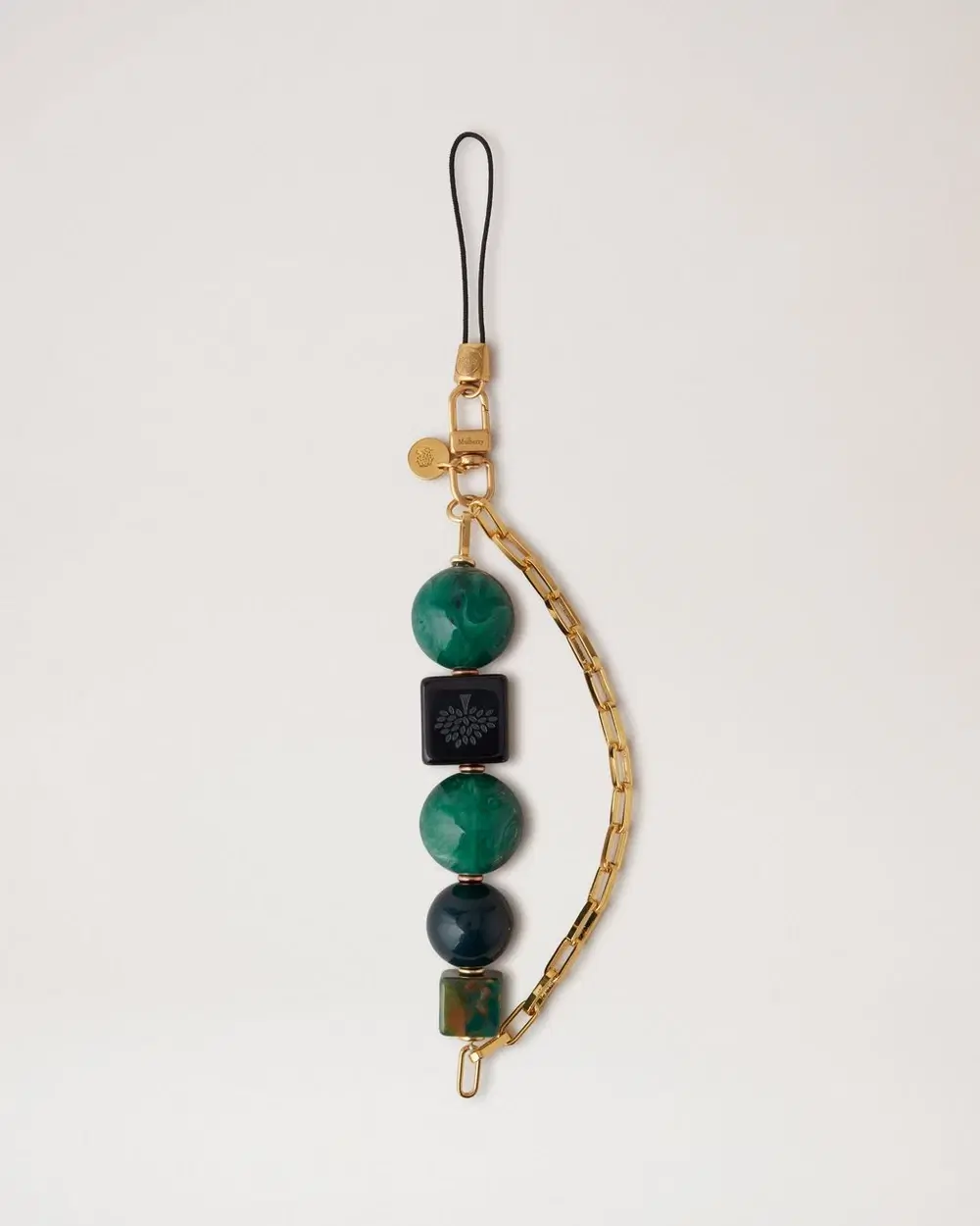 Beaded Phone Wristlet Malachite Metal and Acetate €235