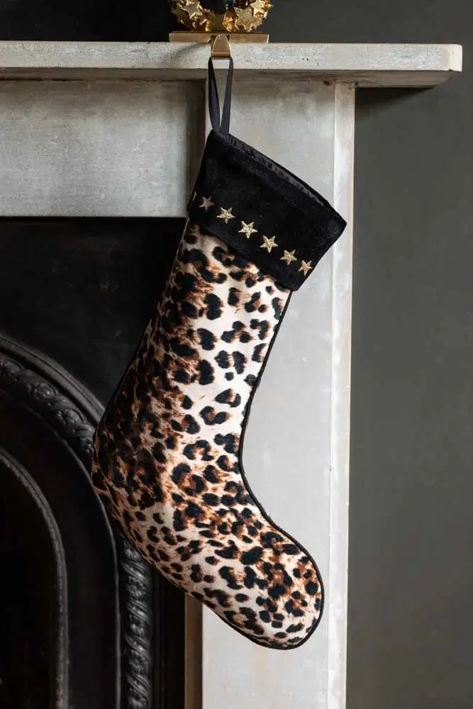 Rockett St George Leopard Love Embroidered Star Christmas Stocking, €32
