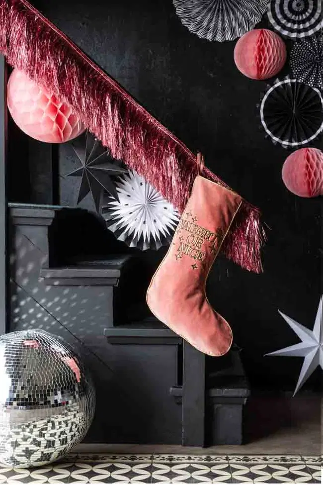 Rockett St George Pink Naughty Or Nice Velvet Christmas Stocking, €32