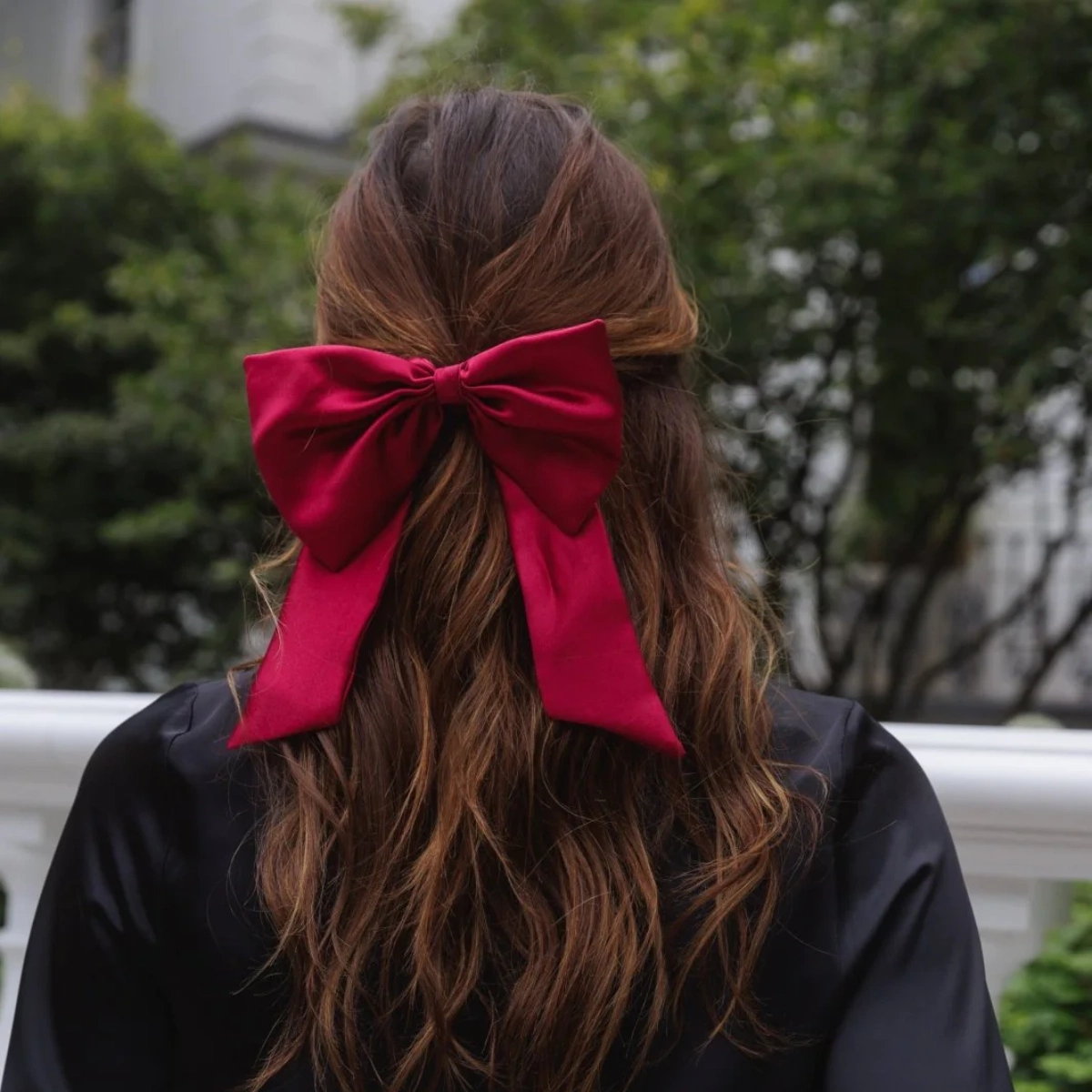 Silk Hair Bow Scrunchie in Berry, €27