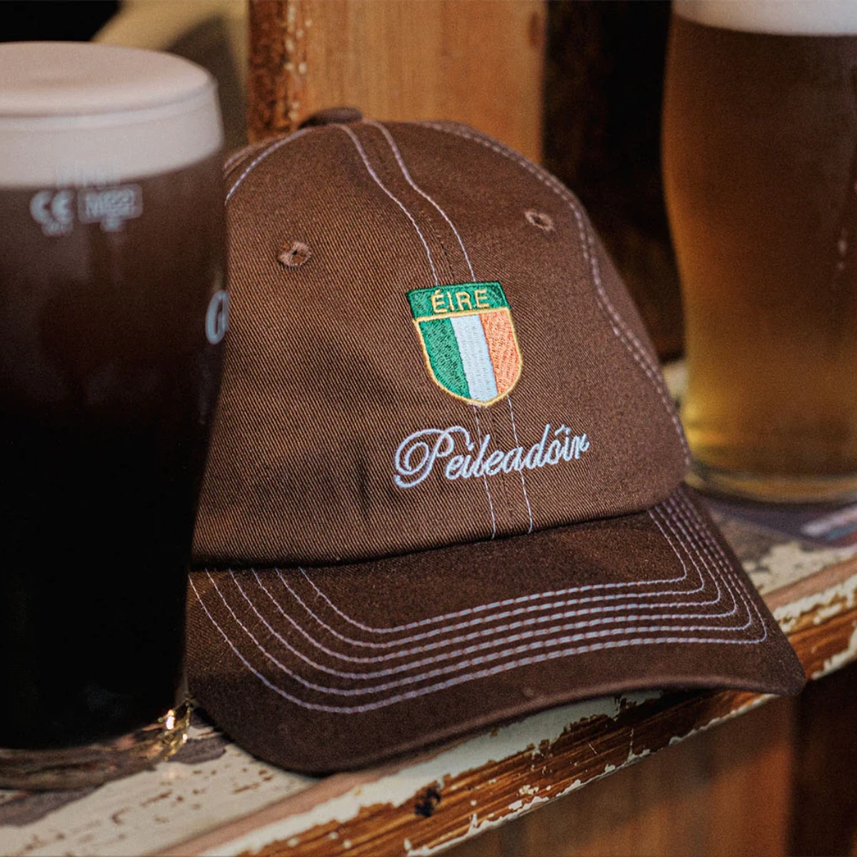 Peileadóir Cap in Brown with Contrast Stitching, €30