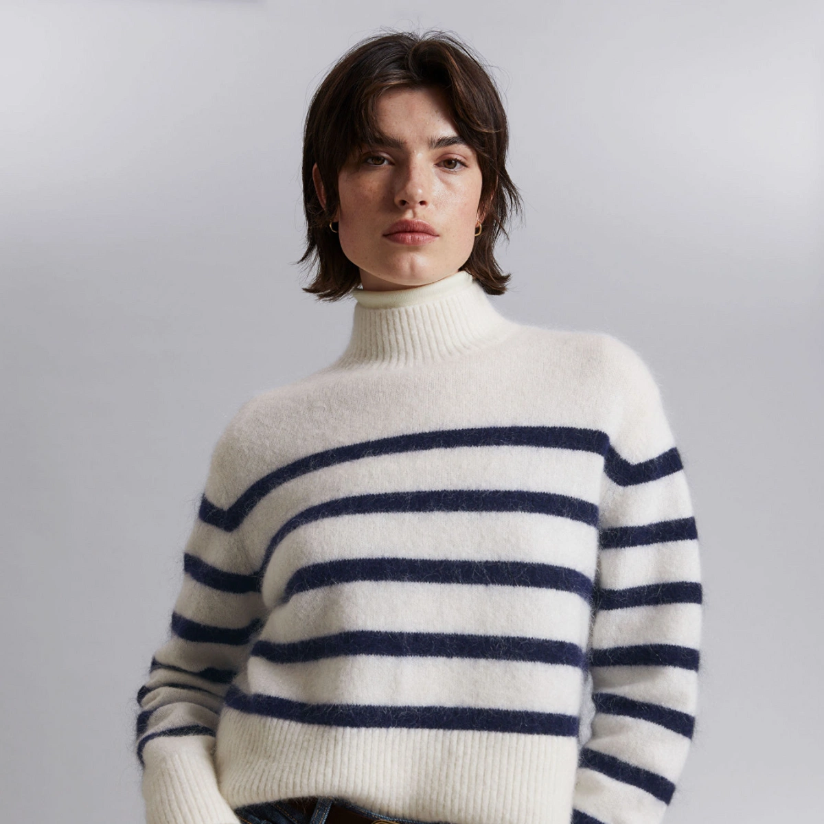 Cropped Mock Neck Knit Jumper, €45