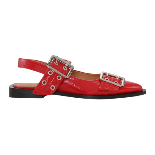 Red Wide Welt Buckle Ballerinas, €325