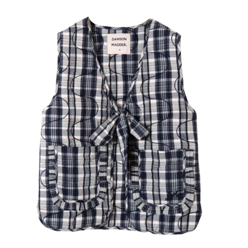 Arte Tie Gilet in Navy Check, £80, Damson Madder