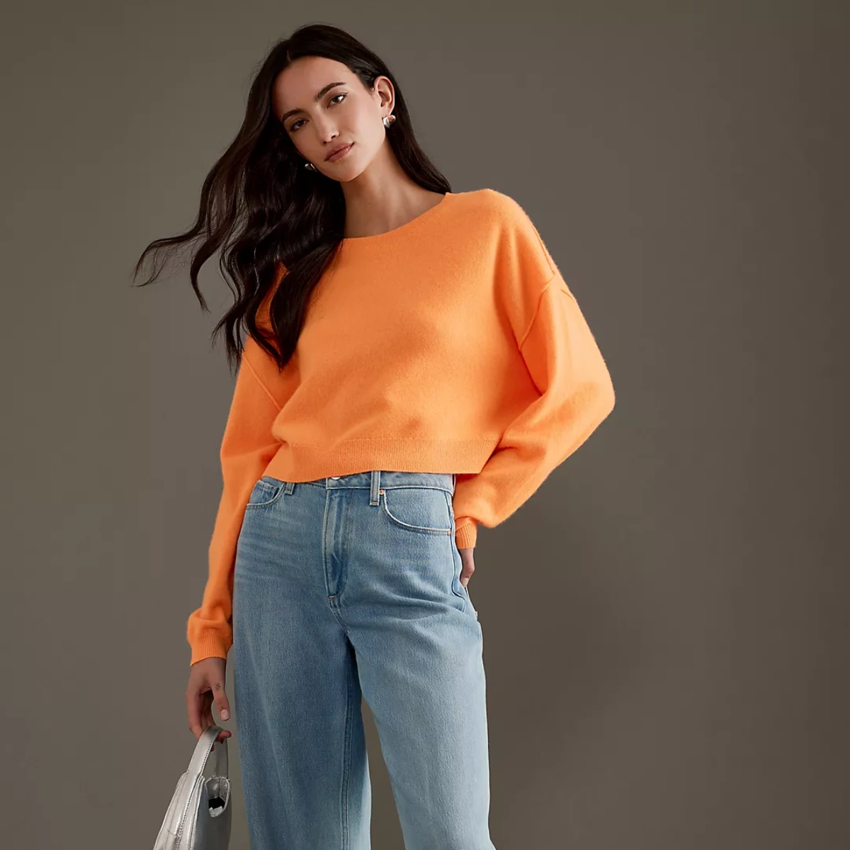 Pilcro Cropped Cashmere Jumper in Orange, €185, Anthropologie