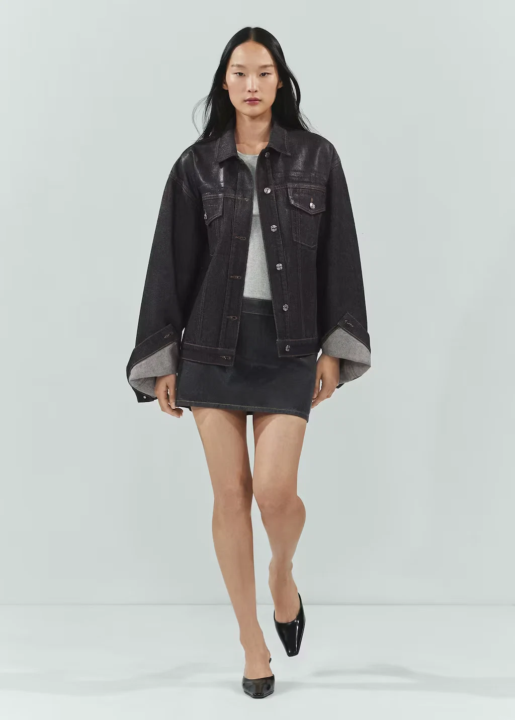Mango Oversized Foil Denim Jacket, €79.99