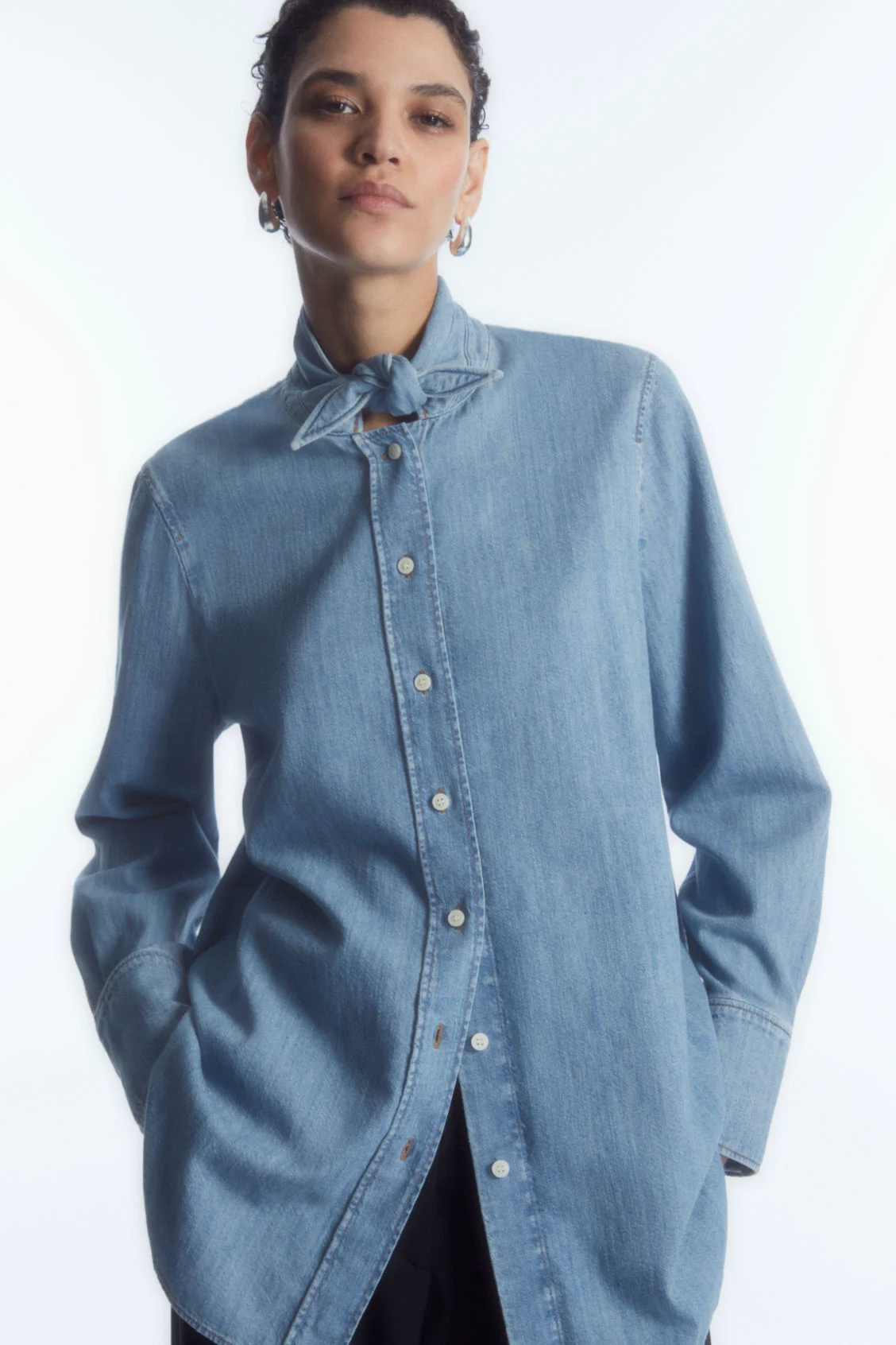 COS Tie Neck Denim Shirt, €89