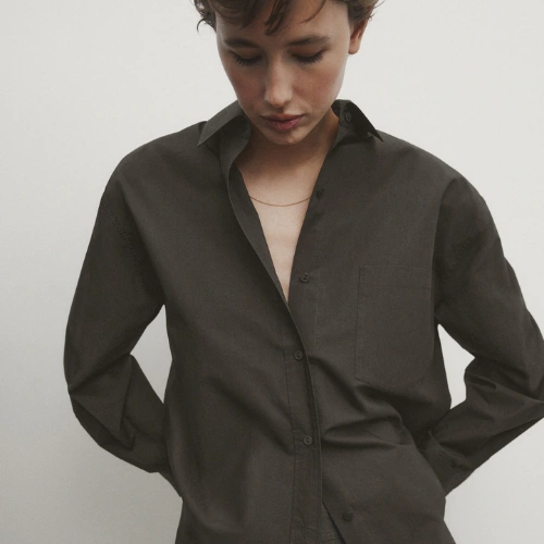 100% Cotton Poplin Shirt with Pocket, €59.95, Massimo Dutit