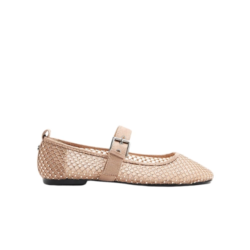 Beige Mesh Studded Mary Jane Ballet Pumps,€47, River Island