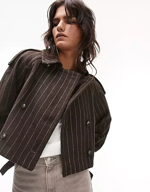 Topshop Cropped Pinstripe Trench, €44