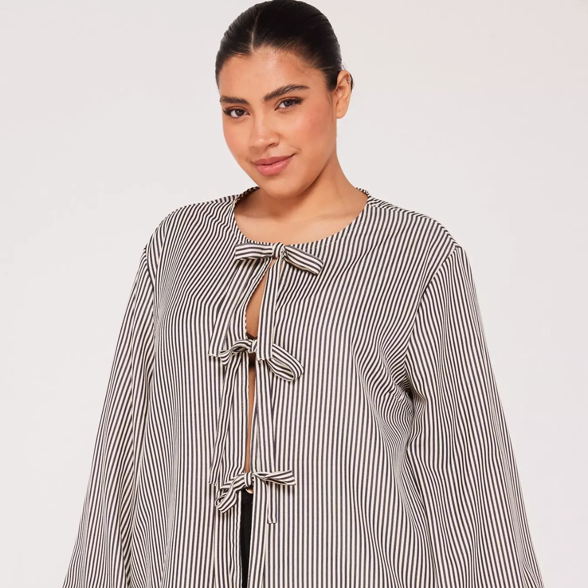 Stripe Tie Detail Blouse in Black, €28, Very 