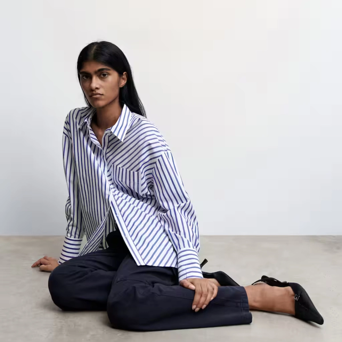 Mango Striped Cotton Oversized Shirt, €26.99