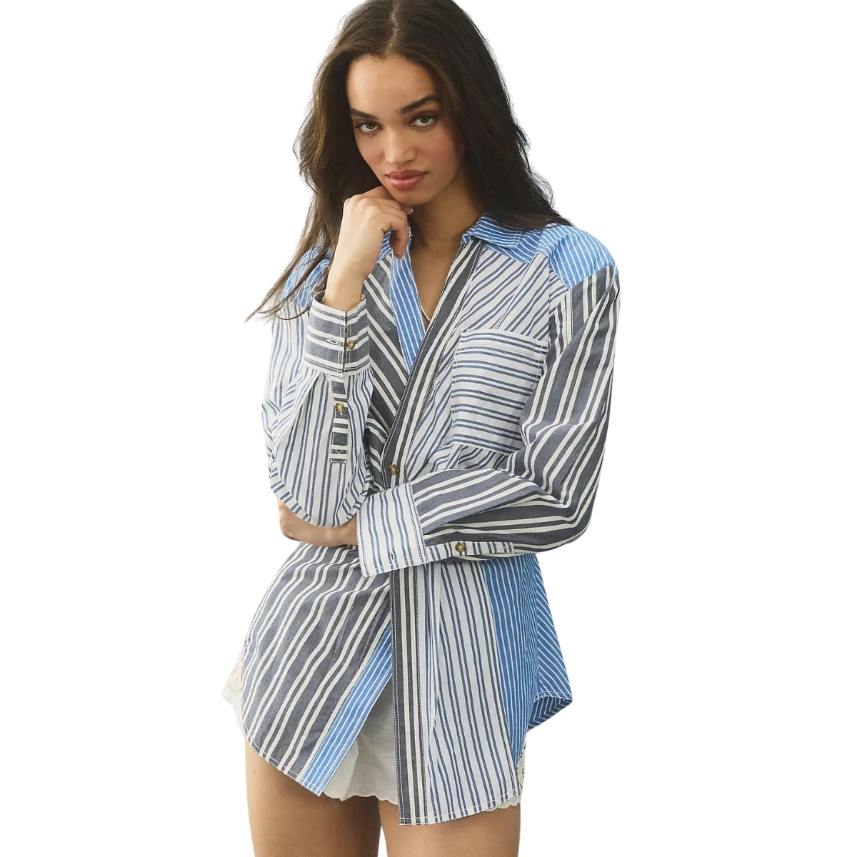 Anthropologie Pilcro Reworked Mixed Stripe Buttondown Shirt, €115