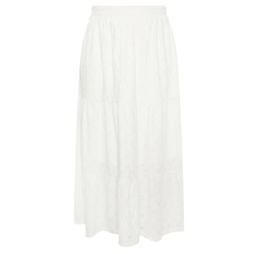 White Broderie Anglaise Tiered Maxi Skirt, €40, Yours Clothing