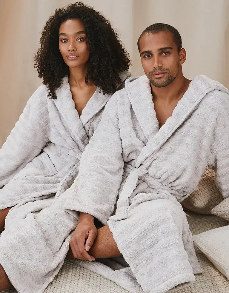 Unisex Hooded Ribbed Hydrocotton Robe, €111