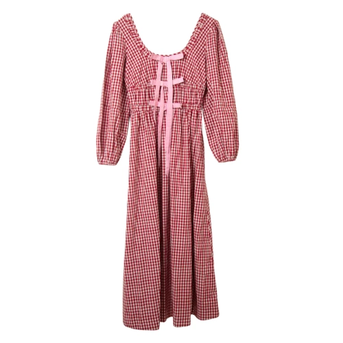 Dakota Bow Midi Dress in Red Gingham, €71, Damson Madder
