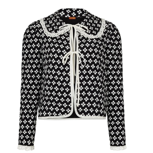 Mia Black Polka Floral Quilted Jacket, £125, Kitri Studio