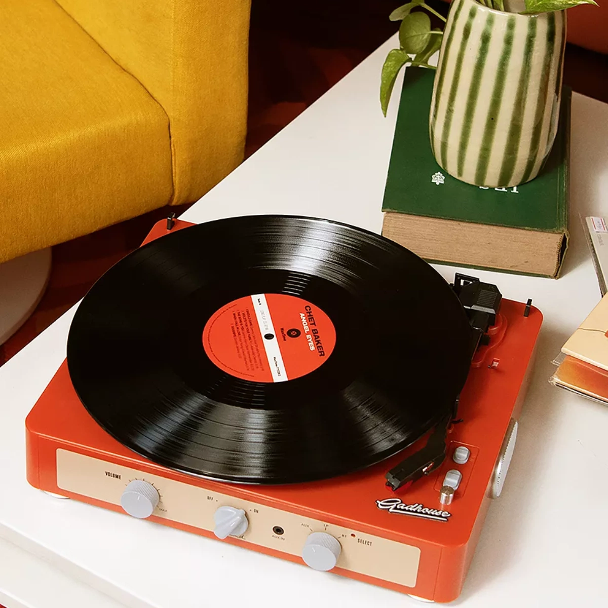 Gadhouse Orange Brad Retro Record Player With Speakers, €105