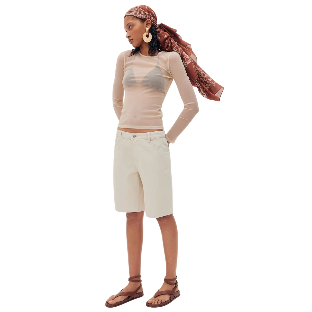 Low Denim Shorts in Light Beige, €19, H&M